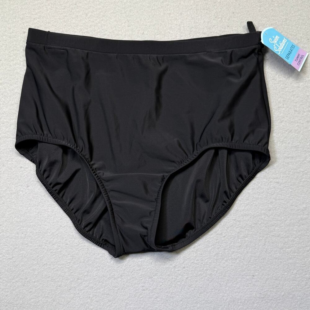 Swim Solutions High-Waist Swim Bottoms - black 18W $54